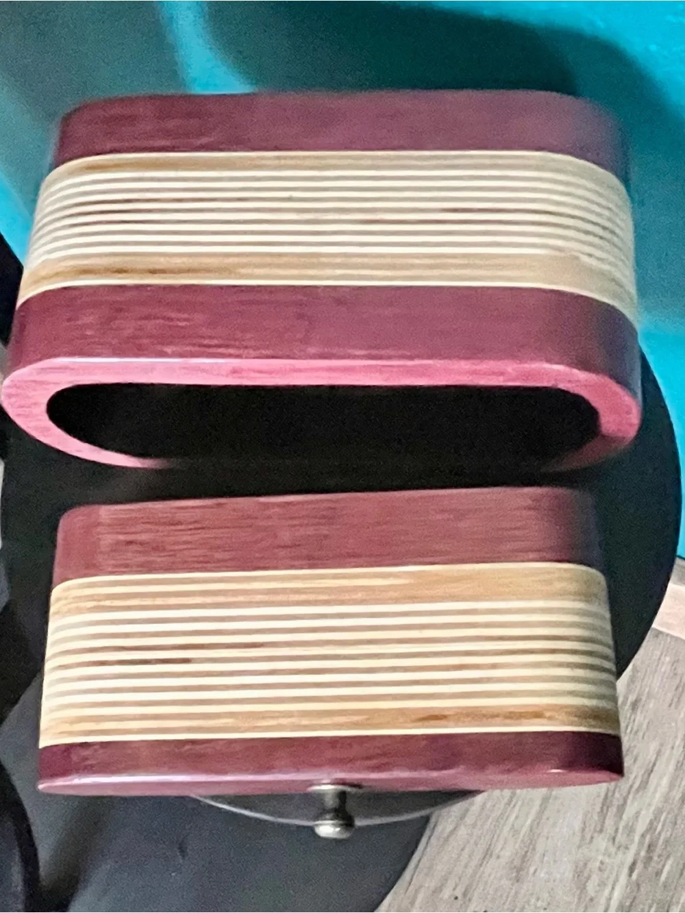 Handcrafted Wooden Mahogany Style Jewelry Organizer Box with Light Wood Inlay